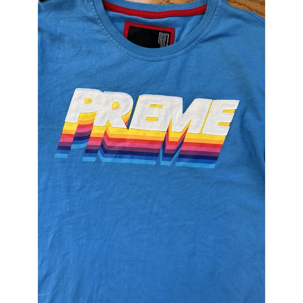 Authentic Preme Blue Logo‎ Rainbow Devotion T- Shirt  Size Large L